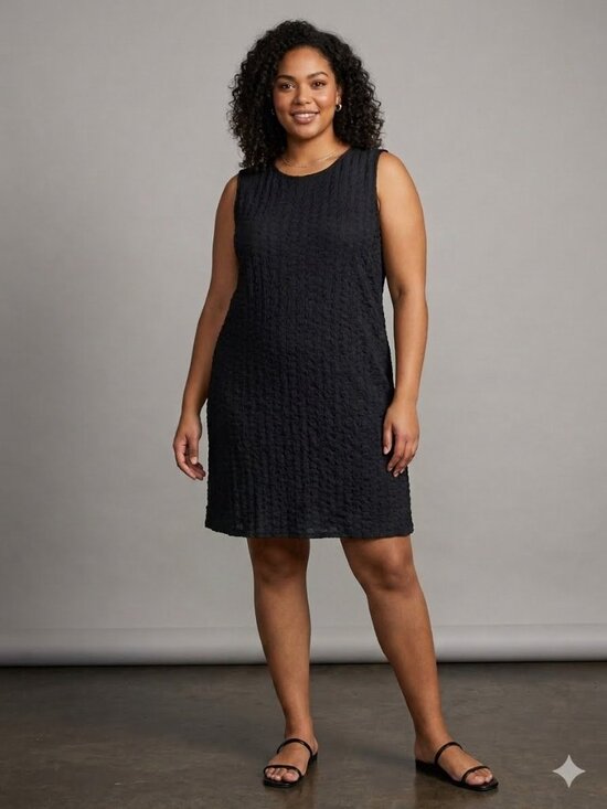 Mundo Mix Dresses & Skirts - Black Textured Sleeveless Dress Size L
